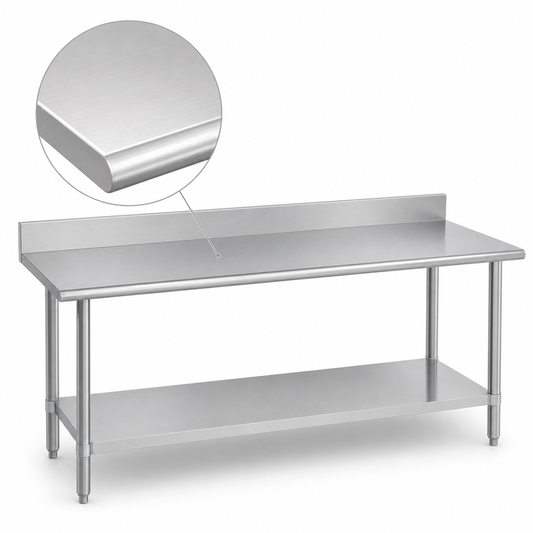 Product image #3 for Duke 108-Inch x 24-Inch Stainless Steel Work Table with 5-Inch Riser and Galvanized Undershelf