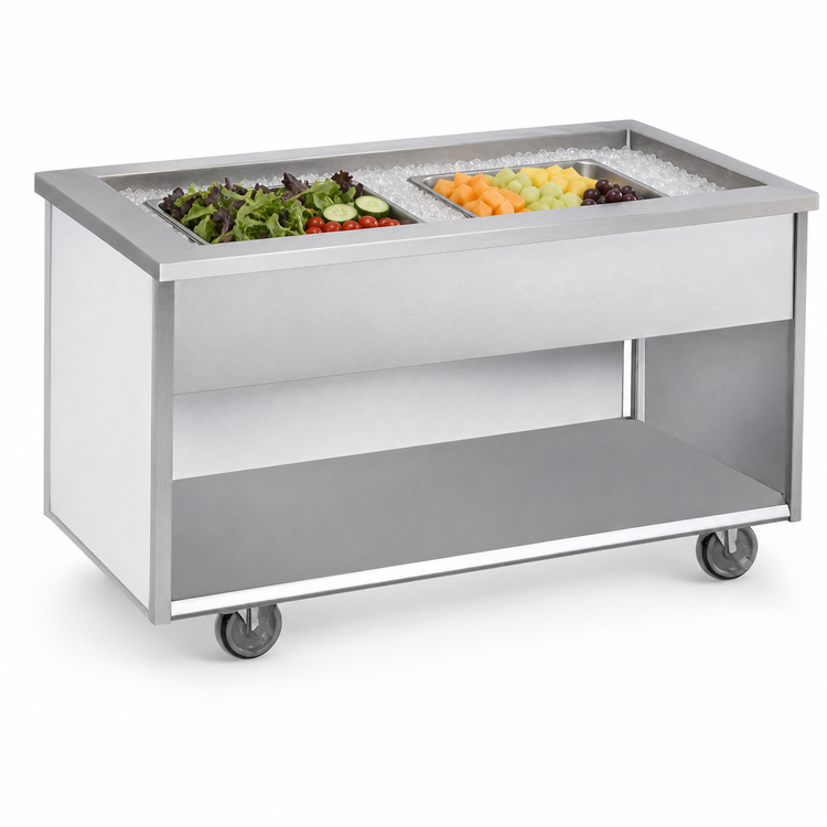 Product image #3 for Randell Custom & Serving Mobile Modular Ice-Cooled Cold Food Table, 2-Pan, Open Base