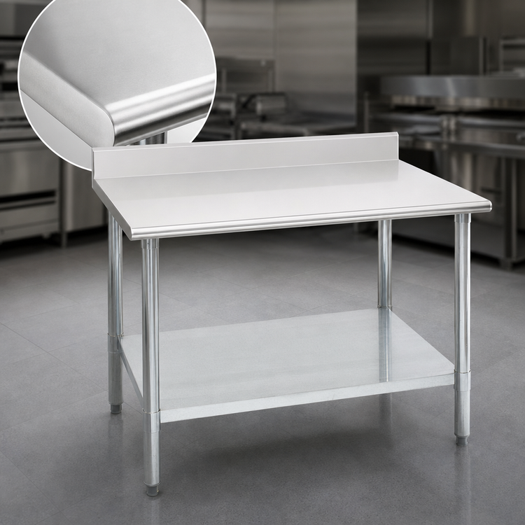 Product image #3 for Eagle Budget Series 30-Inch x 24-Inch 430 Stainless Steel Work Table with 4-1/2-Inch Backsplash and Adjustable Galvanized Undershelf