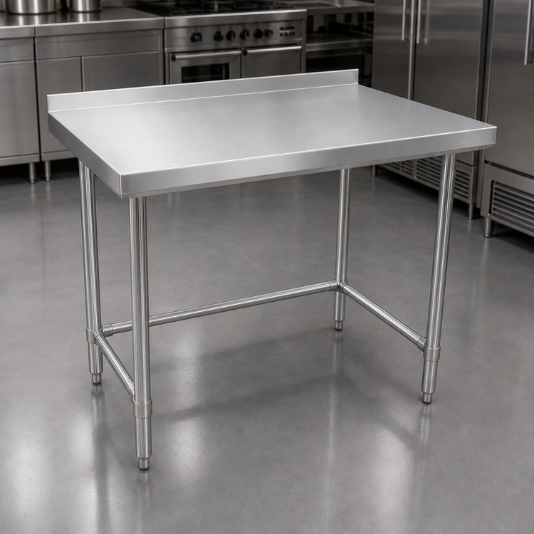 Product image #3 for 60-Inch x 24-Inch Open Base Stainless Steel Riser Top Work Table with 1-1/2-Inch Rear Riser