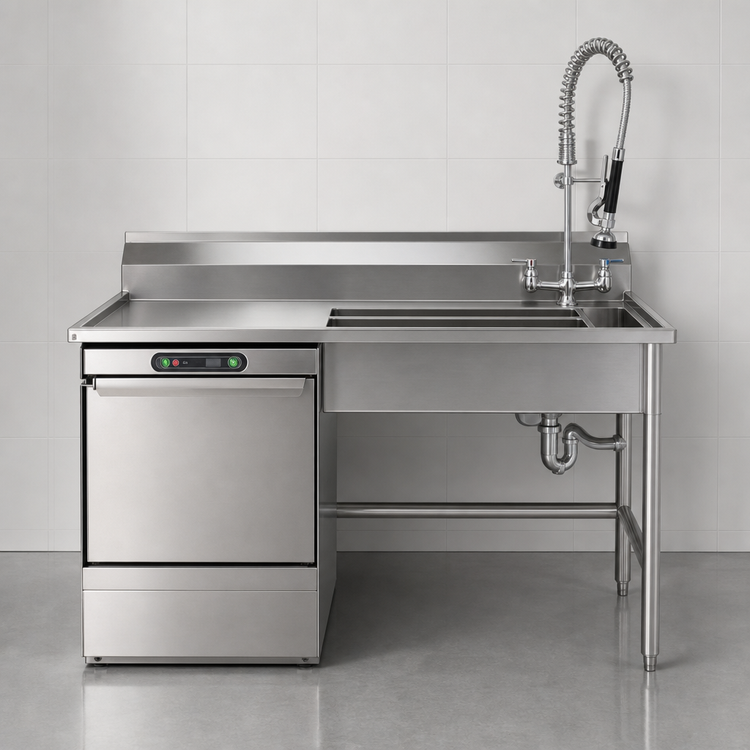 Product image #3 for Spec-Master Left-Hand Undercounter Dish Table with Integrated Pre-Rinse Sink