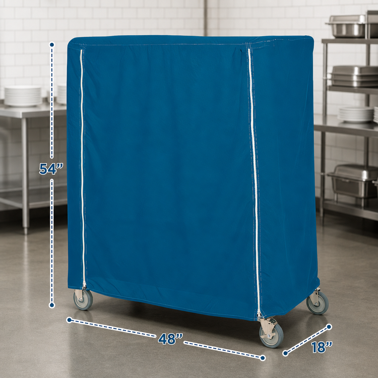 Product image #3 for Metro Waterproof Banquet Cart Cover for 48 x 18 x 54 Inch Carts, Mariner Blue