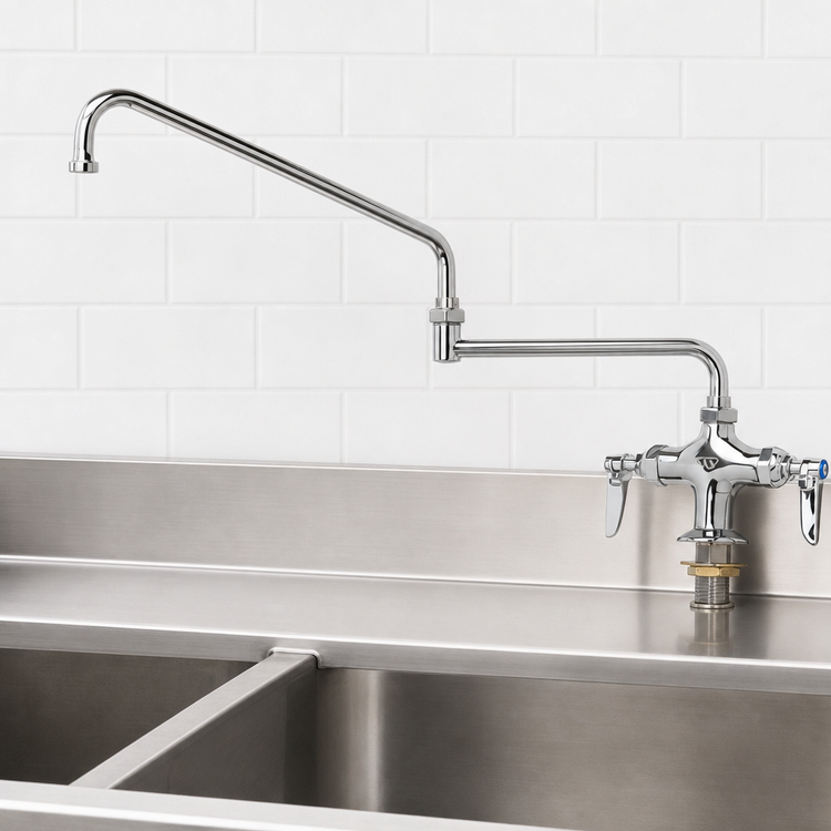 Product image #3 for T&S Brass B-0268 Double Pantry Mixing Faucet with 24-Inch Double-Joint Swing Nozzle