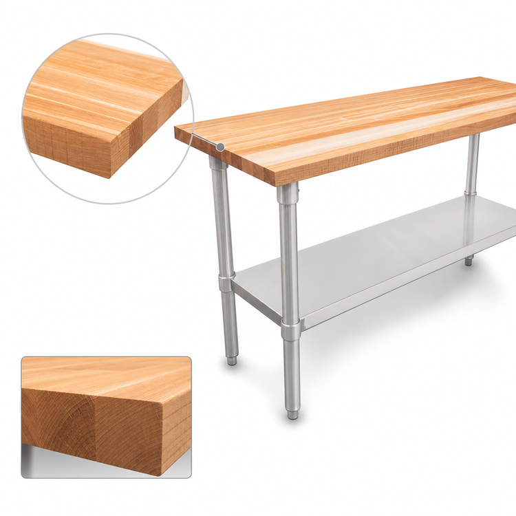 Product image #3 for John Boos 84-Inch x 18-Inch Wood Top Work Table with Stainless Steel Legs and Adjustable Undershelf