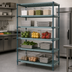 Thumbnail image #3 for Quantum 5-Tier Stationary Wire Plastic Mat Shelving Unit, 48W x 21D x 86H, Green Epoxy