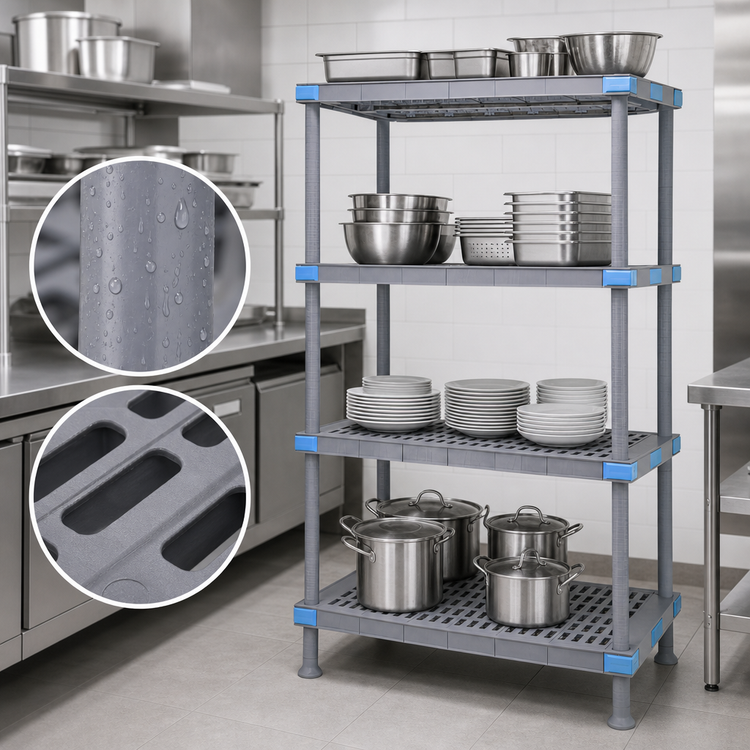 Product image #3 for Quantum Millenia 24"W x 21"D x 74"H Gray Polymer 4-Shelf Stationary Starter Shelving Unit