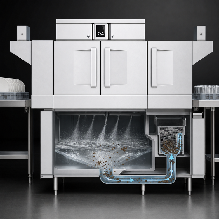 Product image #3 for Hobart Single-Tank Conveyor Dishwasher, 245 Racks/Hour, High/Low Temp Convertible