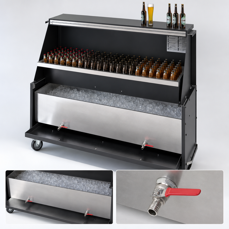 Product image #3 for Dinex DXPPB560IBTBK Full-Length Ice Bin Portable Bar with Black Exterior
