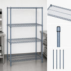 Thumbnail image #3 for Quantum WR74-1272GY 72" W x 12" D x 74" H 4-Shelf Wire Shelving Starter Unit, Stationary, Gray Epoxy Antimicrobial Finish