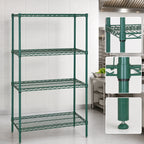 Thumbnail image #3 for Quantum WR63-1460P 60"W x 14"D x 63"H Stationary Green Epoxy Wire Shelving Starter Kit with 4 Shelves