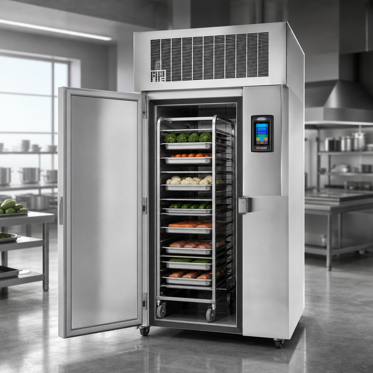 Product image #3 for HURRiCHiLL Roll-In Self-Contained Blast Chiller/Shock Freezer, 1 Mobile Rack, 200 lb Chill / 120 lb Freeze, 208V 3-Phase