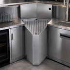 Thumbnail image #3 for Glastender, Inc. CIWB-25 Inside Wedge Corner Drainboard, Stainless Steel, 25° Angle, 24-Inch Deep, Backsplash, No Legs