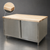 Thumbnail image #3 for 60 Inch Hard Maple Top Stainless Steel Cabinet Base Chef Table with Hinged Doors and Lock