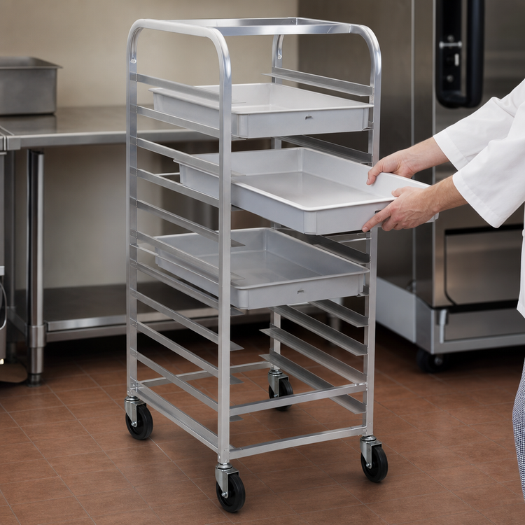 Product image #4 for Channel Manufacturing Full-Height Aluminum End-Load Pizza Pan and Dough Box Rack