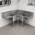 Thumbnail image #3 for John Boos Pro-Bowl 3-Compartment Corner Sink with Dual 18 Inch Drainboards, 62-1/2 x 62-1/2 Inch Stainless Steel