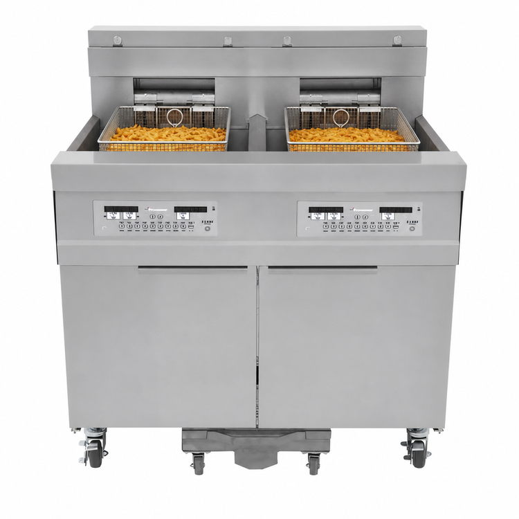 Product image #3 for 21814EF Dual Open-Pot Electric Fryer Battery with Built-In Filtration, 2 x 60 lb Tanks