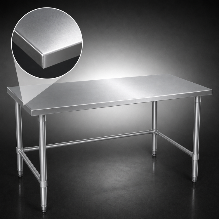 Product image #3 for John Boos Stallion 48-Inch x 24-Inch 16-Gauge Stainless Steel Work Table with Safety Edge and Galvanized Base