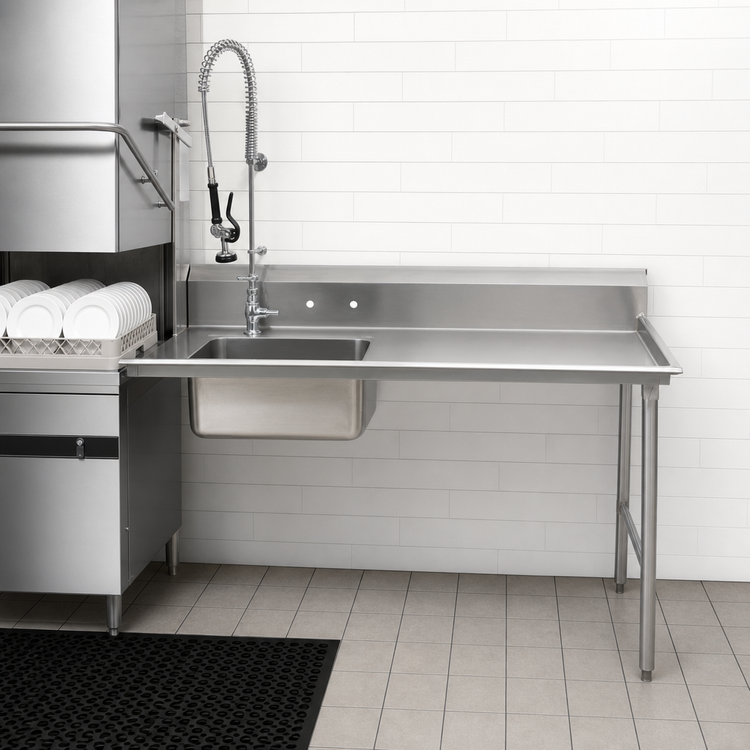 Product image #3 for Advance Tabco Standard Series 35-Inch Right-Hand Straight Soil Dishtable with Pre-Rinse Sink