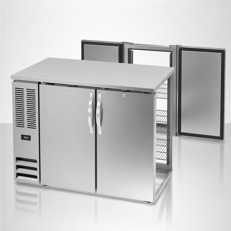 Product image #3 for Beverage-Air 48-Inch Two-Section Pass-Thru Back Bar Refrigerator with Solid Doors