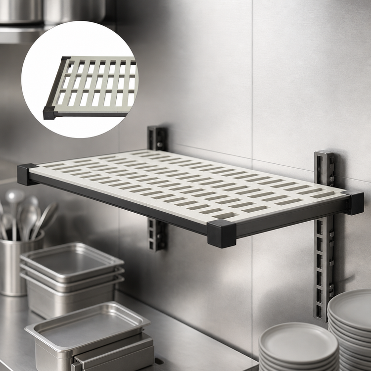 Product image #3 for Cambro Camshelving Elevation Series 21 x 24-Inch Vented Wall Shelf Kit, Brushed Graphite