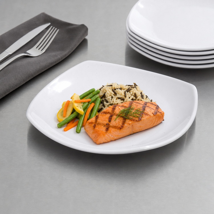 Product image #4 for Carlisle 9-1/2-Inch Square Melamine Dinner Plate with Rolled Edge, White