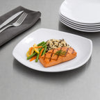 Thumbnail image #4 for CFS Brands 4330602 9.5-Inch Square White Melamine Dinner Plate with Rolled Edge Case of 48