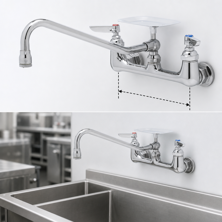 Product image #3 for Wall-Mounted Double Pantry Mixing Faucet with 18-Inch Swing Nozzle