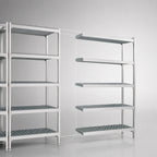 Thumbnail image #3 for Fermod Fermostock 4R35A66-E 4-Tier Polymer Shelving Unit Add-On, 35W x 14D x 66H, Gray, Perforated, Aluminum Upright