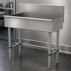 Thumbnail image #3 for Advance Tabco 19-FM-48 48-Inch Freestanding Multiwash Hand Wash Sink, 16-Gauge 304 Stainless Steel, 8-Inch Deep Bowl