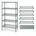 Thumbnail image #3 for Quantum WR63-2460P-5 60 x 24 x 63 Inch 5-Shelf Wire Shelving Starter Kit, Green Epoxy, 4 Posts