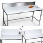 Thumbnail image #3 for John Boos TC098 36" x 30" Reversible 3/4" Poly Top Trimming Table with 6" Backsplash and Stainless Steel Base