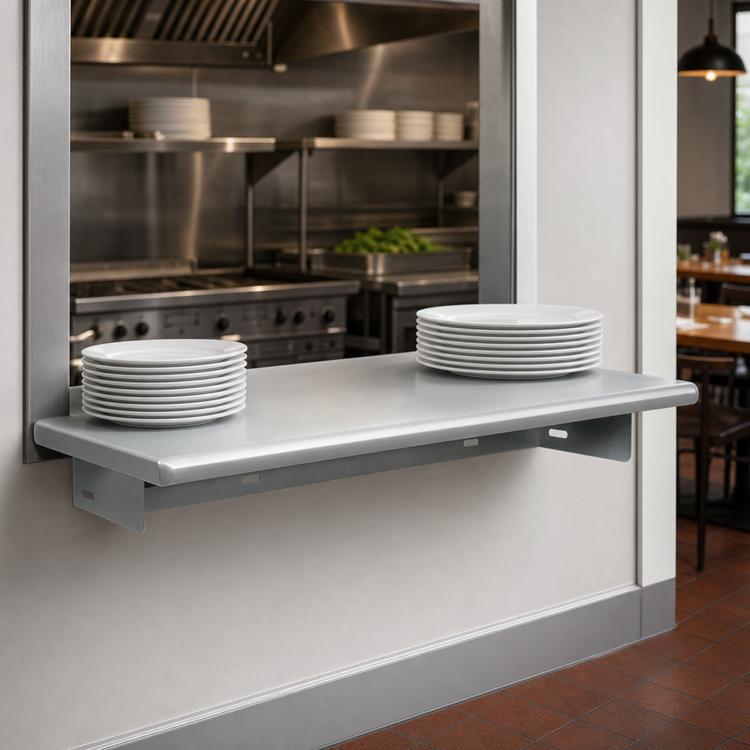 Product image #3 for Advance Tabco 84-Inch x 24-Inch Pass-Thru Shelf with Wall-Mount Brackets
