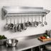 Thumbnail image #3 for 72-Inch Wall-Mount Stainless Steel Overshelf Pot Rack with 18 Double-Sided Hooks