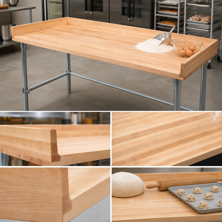 Product image #3 for John Boos 108" x 30" Baker's Top Wood Work Table with Galvanized Base