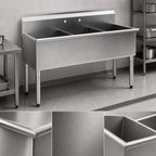 Thumbnail image #3 for Eagle Group 1854-3-16/3 Three-Compartment Utility Sink, 55-3/8" W x 22" D, 304 Stainless Steel, 18" Compartments, No Drainboards