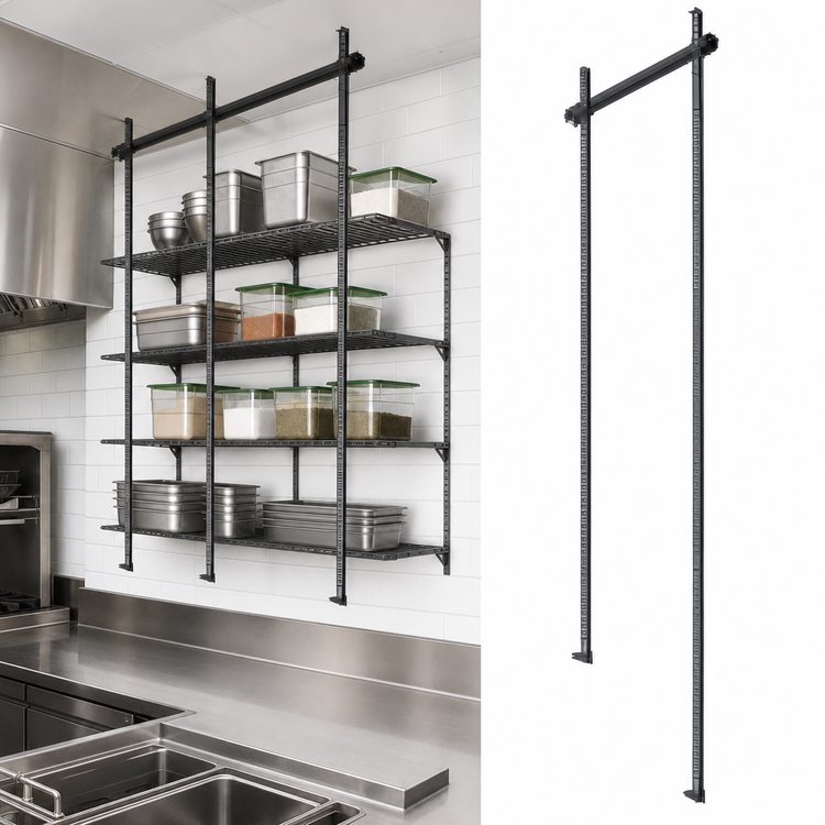 Product image #3 for Quantum 21-Inch Intermediate Overhead Track Shelving Kit, Black Epoxy Antimicrobial Finish
