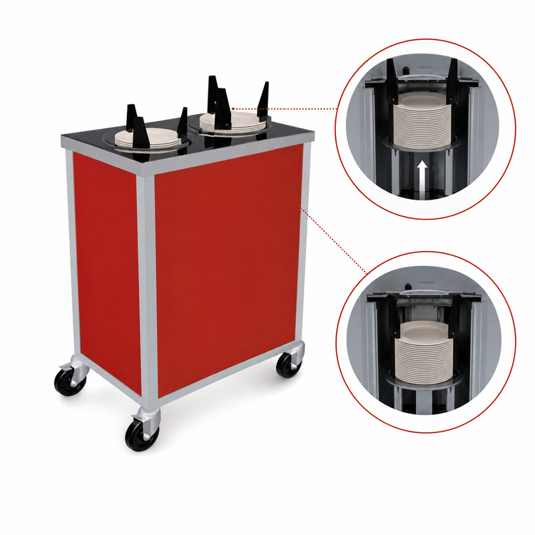 Product image #3 for Atlas Metal MEPD2H-12 Heated Mobile Double Plate Dispenser, Enclosed, 12" Diameter