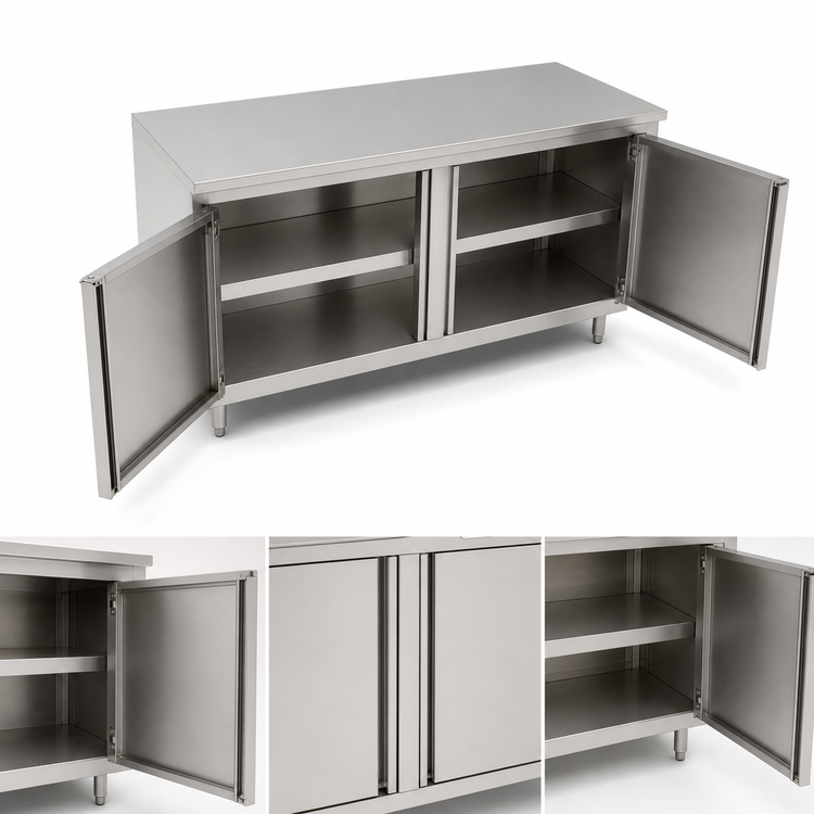 Product image #3 for John Boos 72-Inch x 30-Inch Stainless Steel Enclosed Work Table with Cabinet Base and Hinged Doors