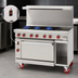 Thumbnail image #3 for American Range 48-Inch Green Flame Commercial Gas Range with 12-Inch Griddle, 6 Open Burners, Left Convection Oven, and Right Storage Base