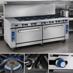 Thumbnail image #3 for Imperial (Middleby) Pro Series IR-12-C-XB 72-Inch Gas Restaurant Range with 12 Open Burners, Convection Oven & Open Cabinet Base