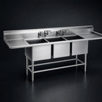Thumbnail image #3 for Eagle Group Spec-Master FN2060-3-36L-14/3 Three-Compartment Stainless Steel Sink, 36-Inch Left Drainboard, 20 x 20 x 14-Inch Bowls