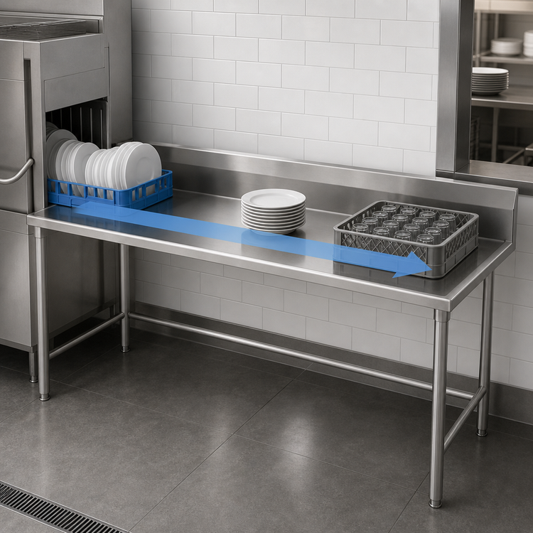 Product image #3 for 72-Inch Straight Left-to-Right Clean Dish Table with 304 Stainless Steel Top and 10-1/2-Inch Backsplash