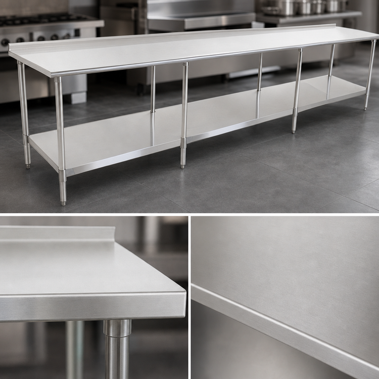 Product image #3 for Eagle Spec-Master 108-Inch Stainless Steel Work Table with Rear Up-Turn and Undershelf