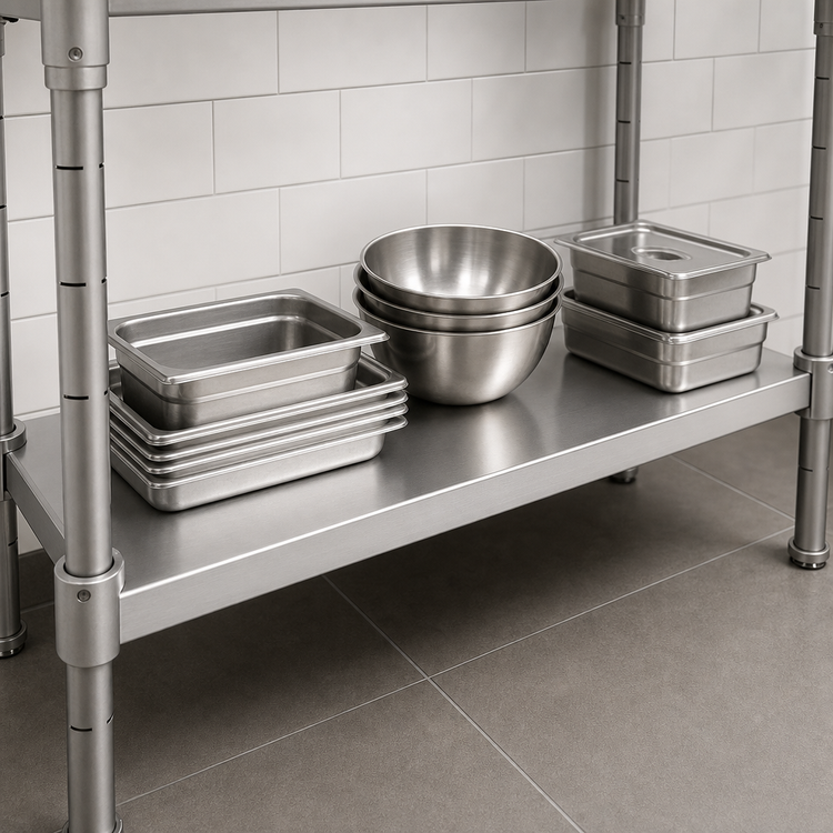 Product image #4 for Eagle Group Quik-Set 42-Inch x 24-Inch Solid Stainless Steel Shelf with Marine Edge