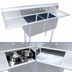 Thumbnail image #3 for Omcan USA 72-Inch 2-Compartment Pot Sink with Left and Right Drainboards, 304 Stainless Steel