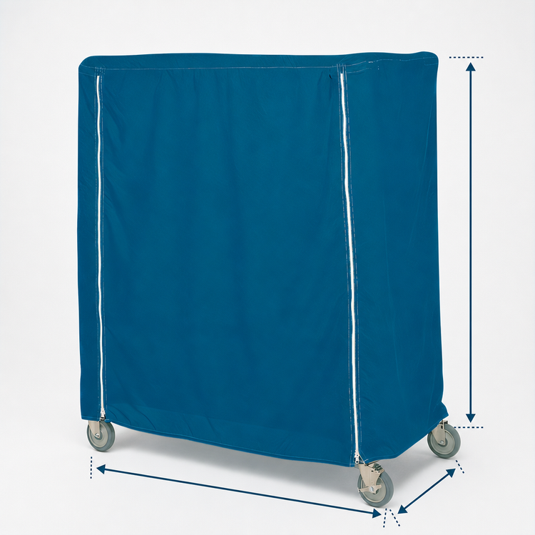 Product image #3 for Metro Mariner Blue Uncoated Denier Nylon Queen Mary & Banquet Cart Cover, 72"W x 24"D x 74"H