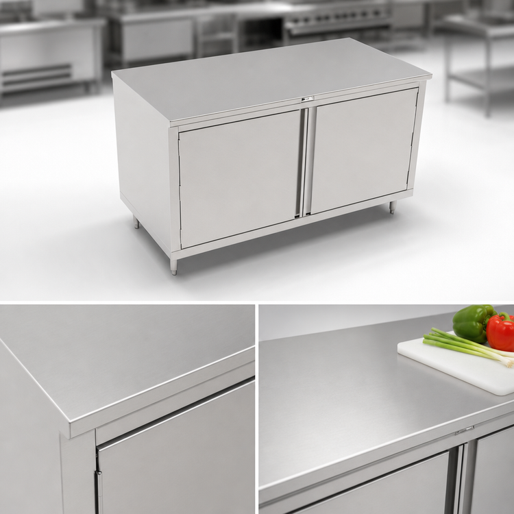 Product image #3 for John Boos 48" x 24" Enclosed Work Table with Cabinet Base and Hinged Doors