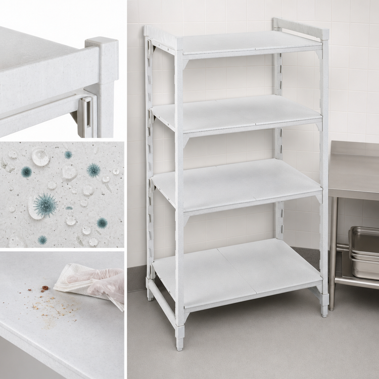 Product image #4 for Cambro Camshelving Premium 4-Shelf Solid Stationary Starter Unit, 21-Inch Deep x 24-Inch Wide x 84-Inch High, Speckled Gray