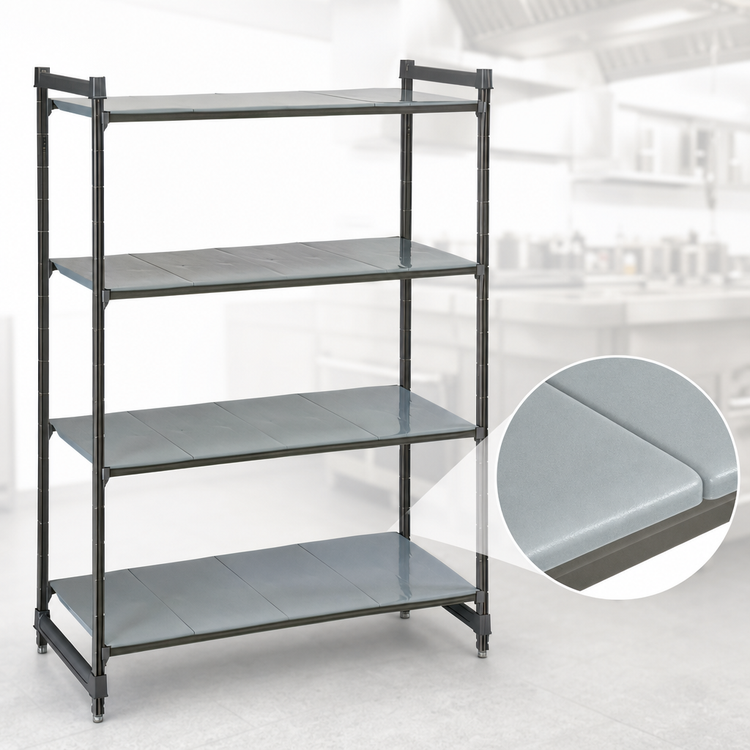 Product image #3 for Cambro Camshelving Basics Plus 4-Shelf Solid Stationary Starter Unit, 24" Deep x 60" Wide x 84" High
