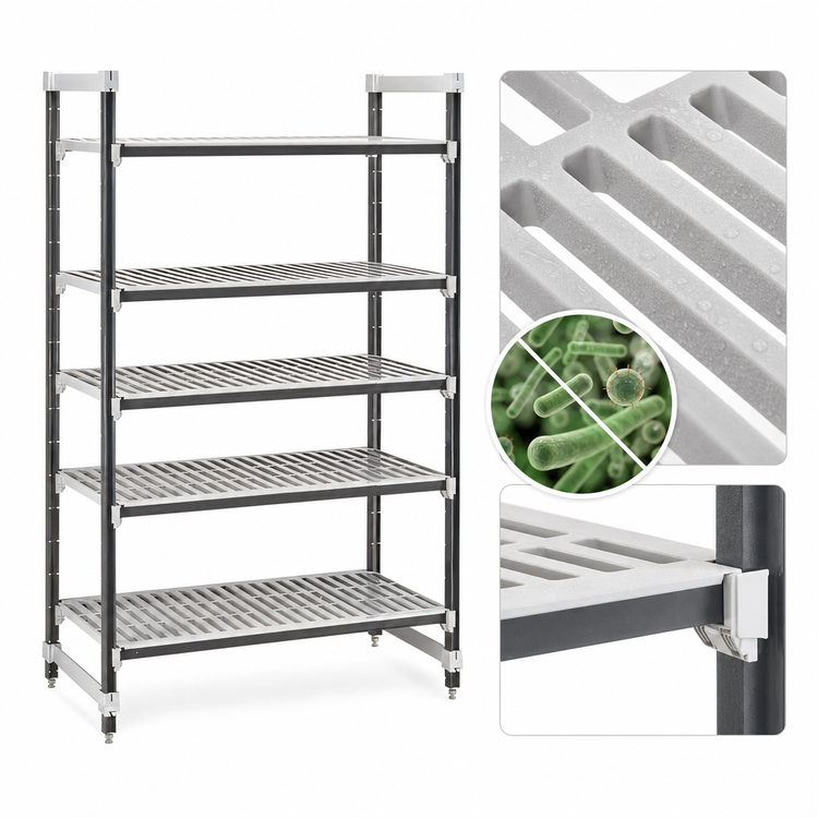 Product image #3 for Cambro Camshelving Elements XTRA 5-Tier Vented Stationary Starter Unit, 18 x 72 x 64 Inches, Speckled Gray